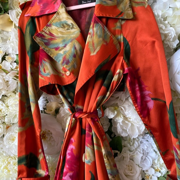 Vintage Lanvin Floral Silk Trench Coat - Picture 2 of 4